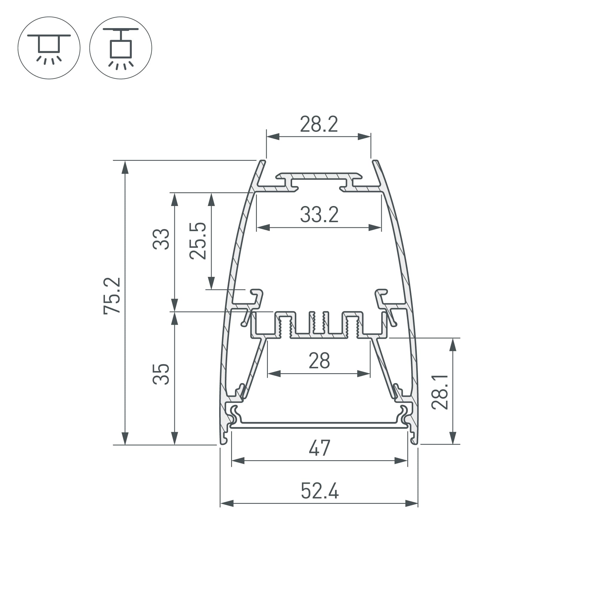 Профиль LINE-5075-U-HONEYCOMB-2000 BLACK (Алюминий)