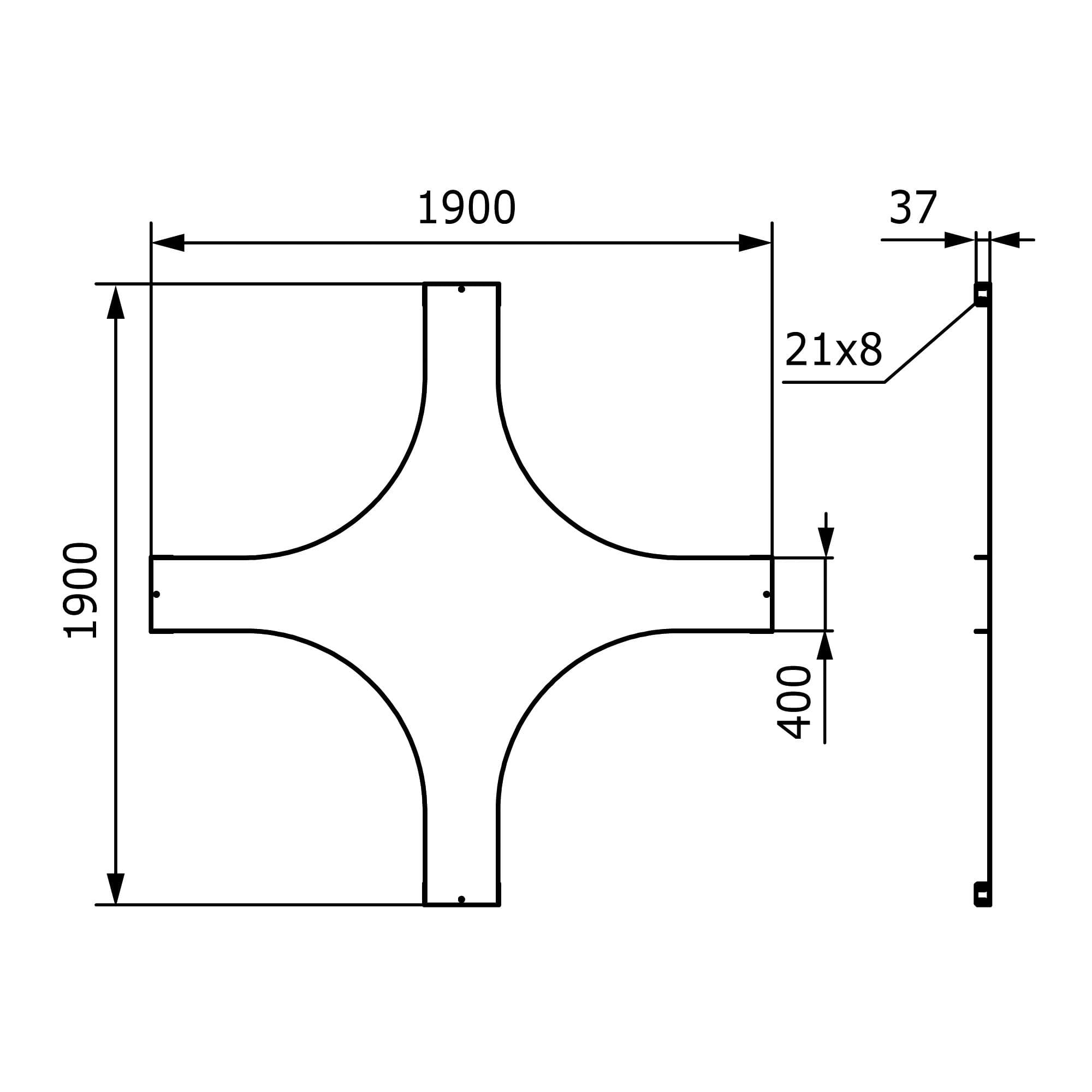 Крышка на X-ответвитель 400 R=660мм