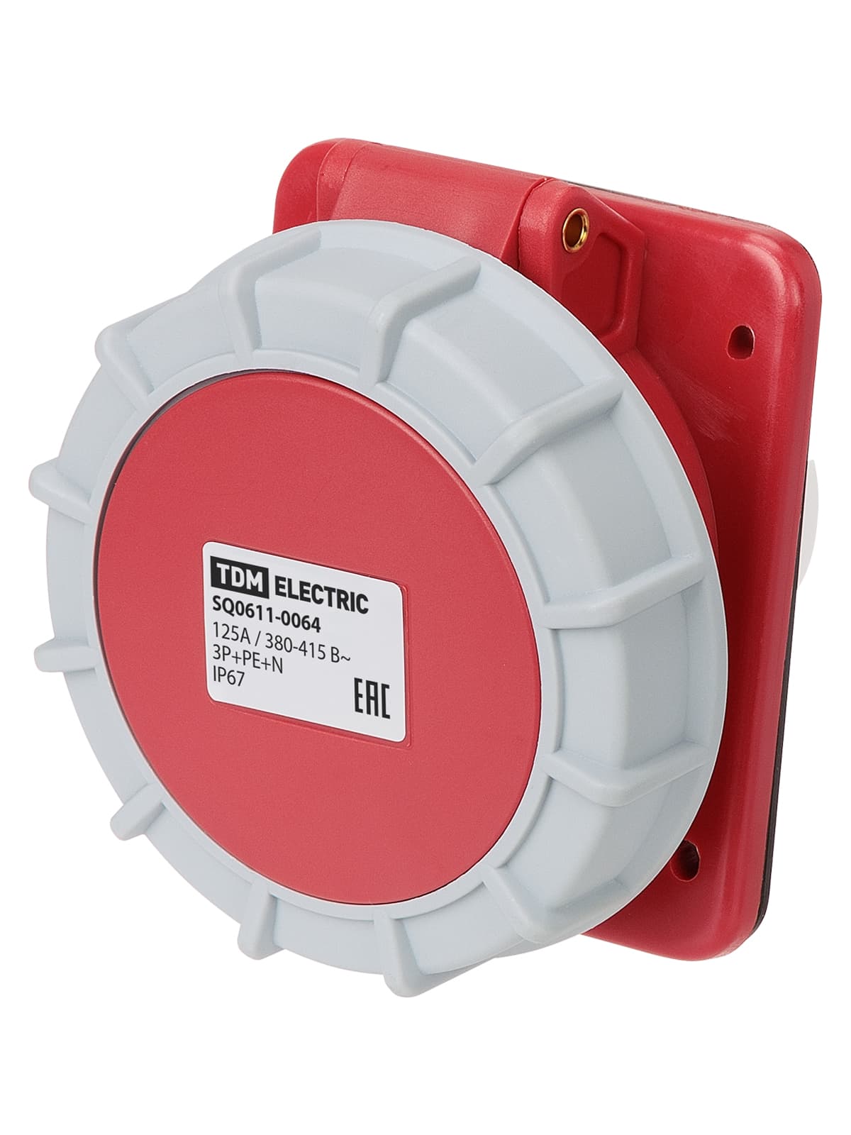 Розетка скрытой установки угловая IP67 125А 3Р+РЕ+N 380В TDM