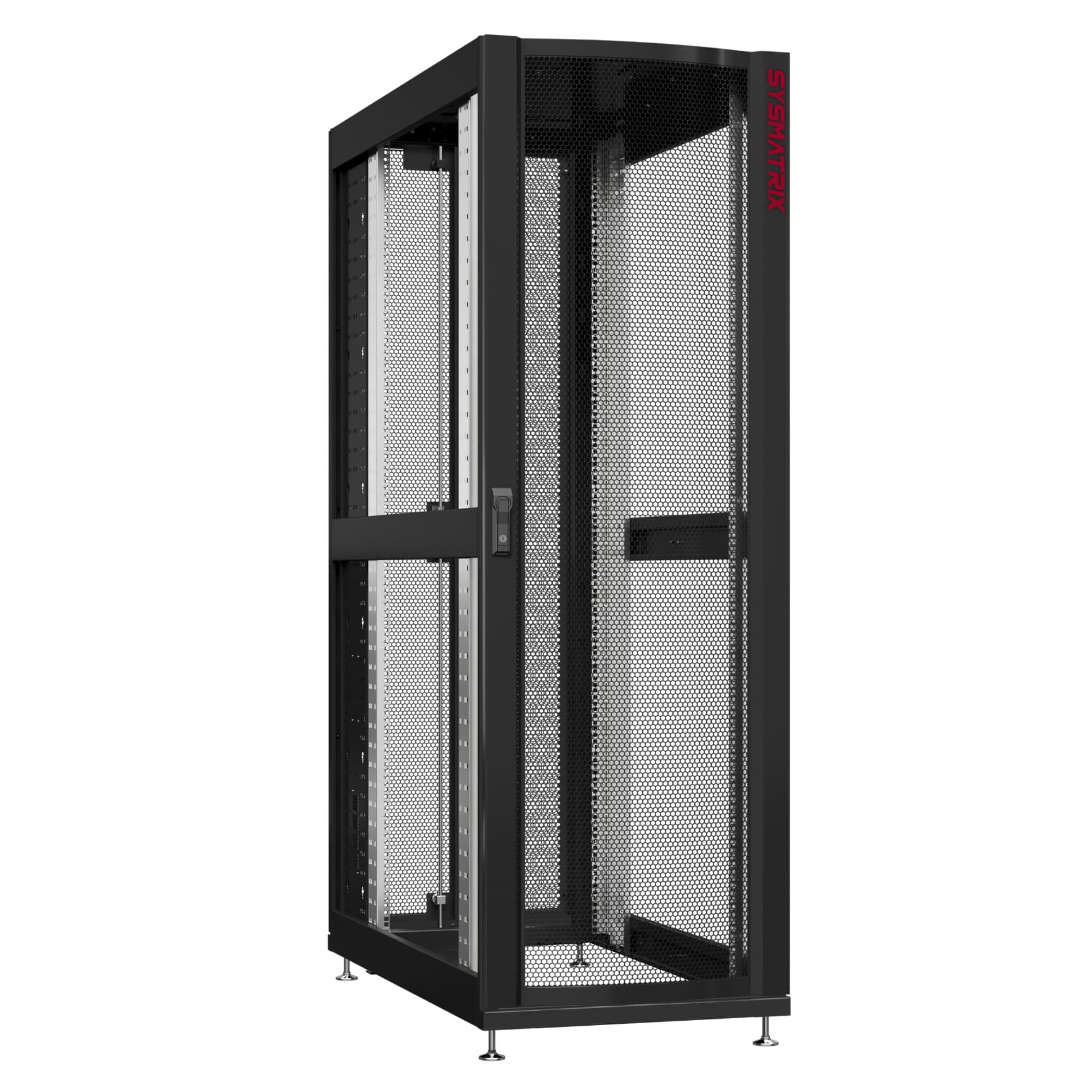 Шкаф серверный 48U 600х1200 передняя дверь: одностворчатая перфорированная IP20. задняя дверь: двустворчатая перфорированная IP20. боковые панели: без. цвет: черный RAL9005