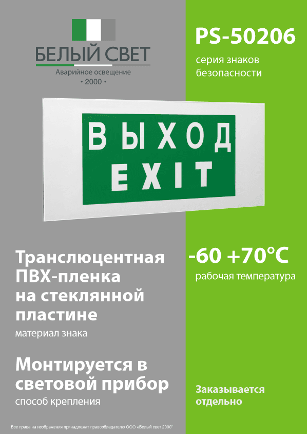 Знак безопасности PS-50206.E24''Выход-EXIT''