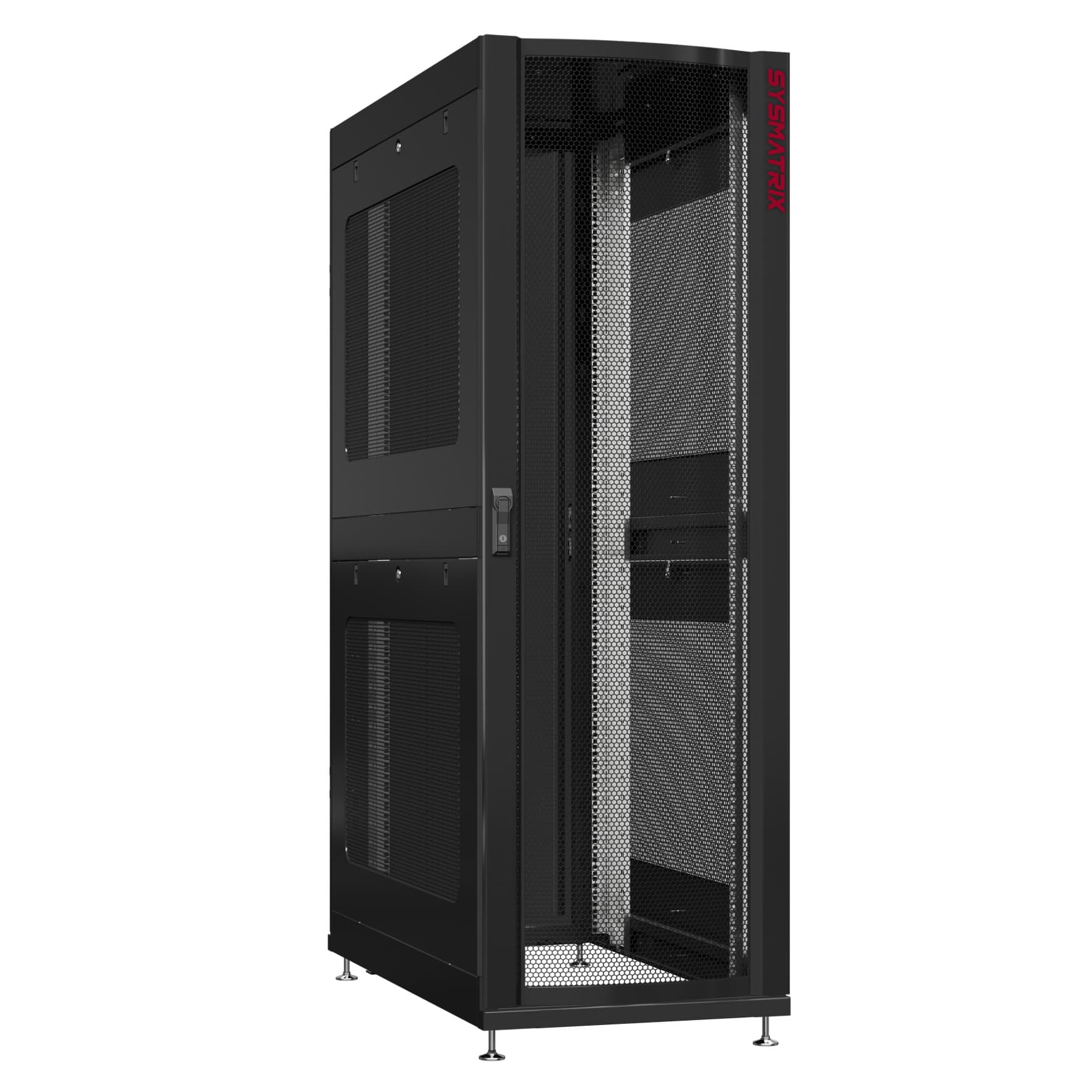 Шкаф серверный 48U 600х1200 передняя дверь: одностворчатая перфорированная IP20. задняя дверь: одностворчатая глухой металл IP51. боковые панели: перфорированные. цвет: черный RAL9005 