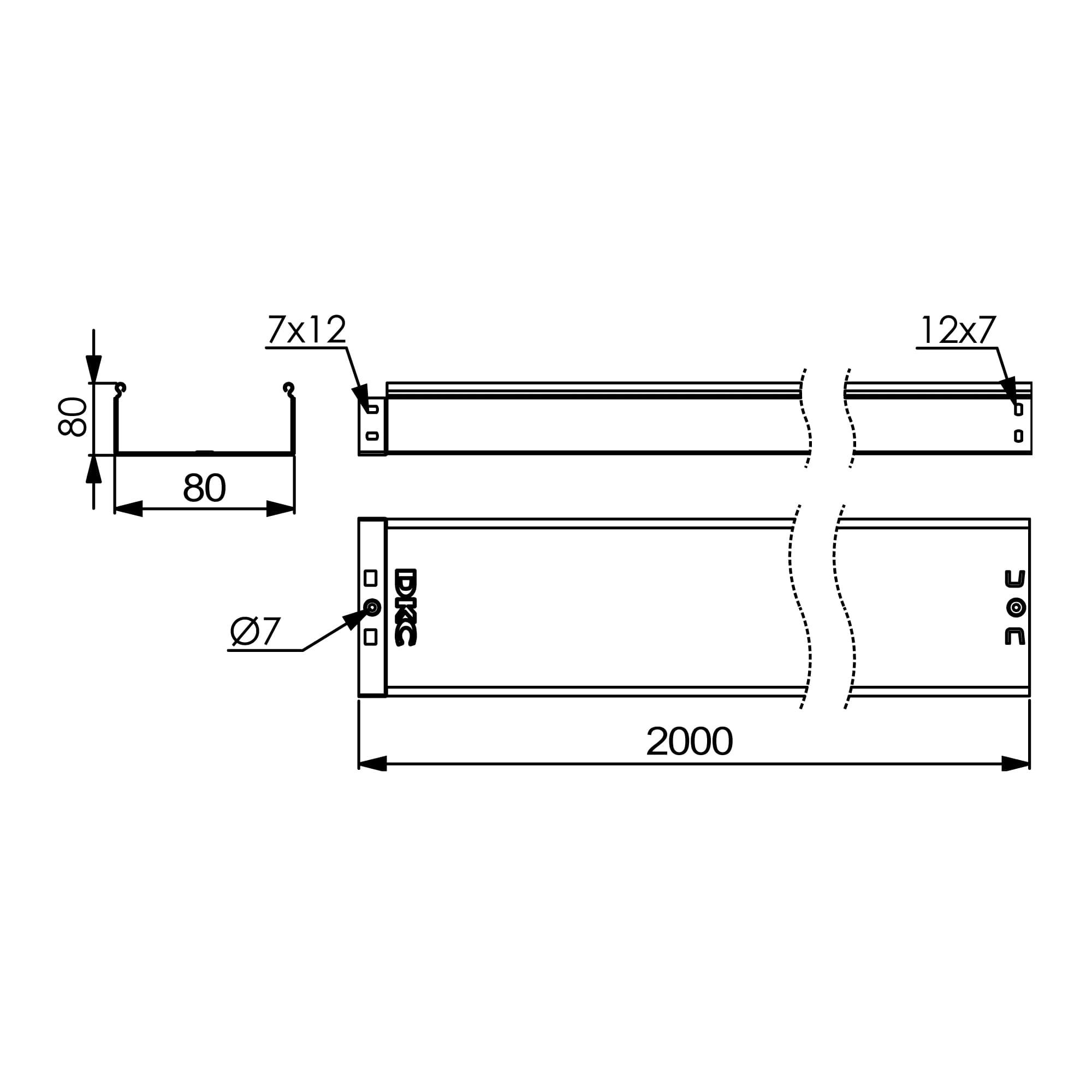 Лоток 80х80 L 2000, горячеоцинкованный