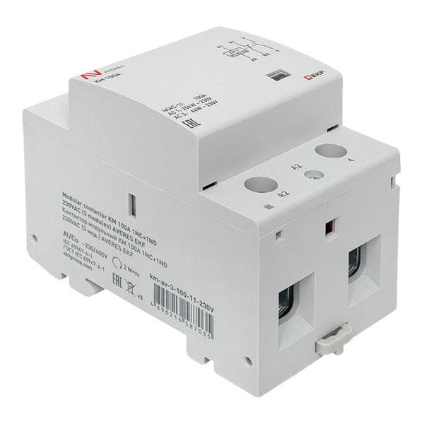 Контактор модульный КМ 100А 1NC+1NO 230VAC (3 мод.) AVERES