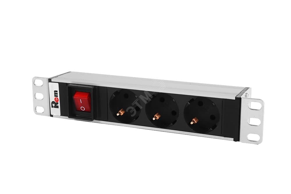 Блок розеток Rem-10 без шнура с выключателем 3 Sсhuko вход IEC 60320 C14 10A 10'