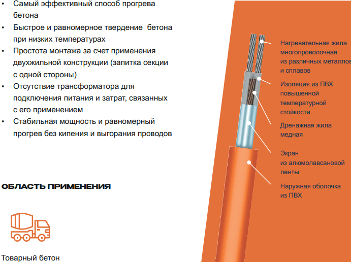 Секция нагревательная кабельная 40КДБС-10