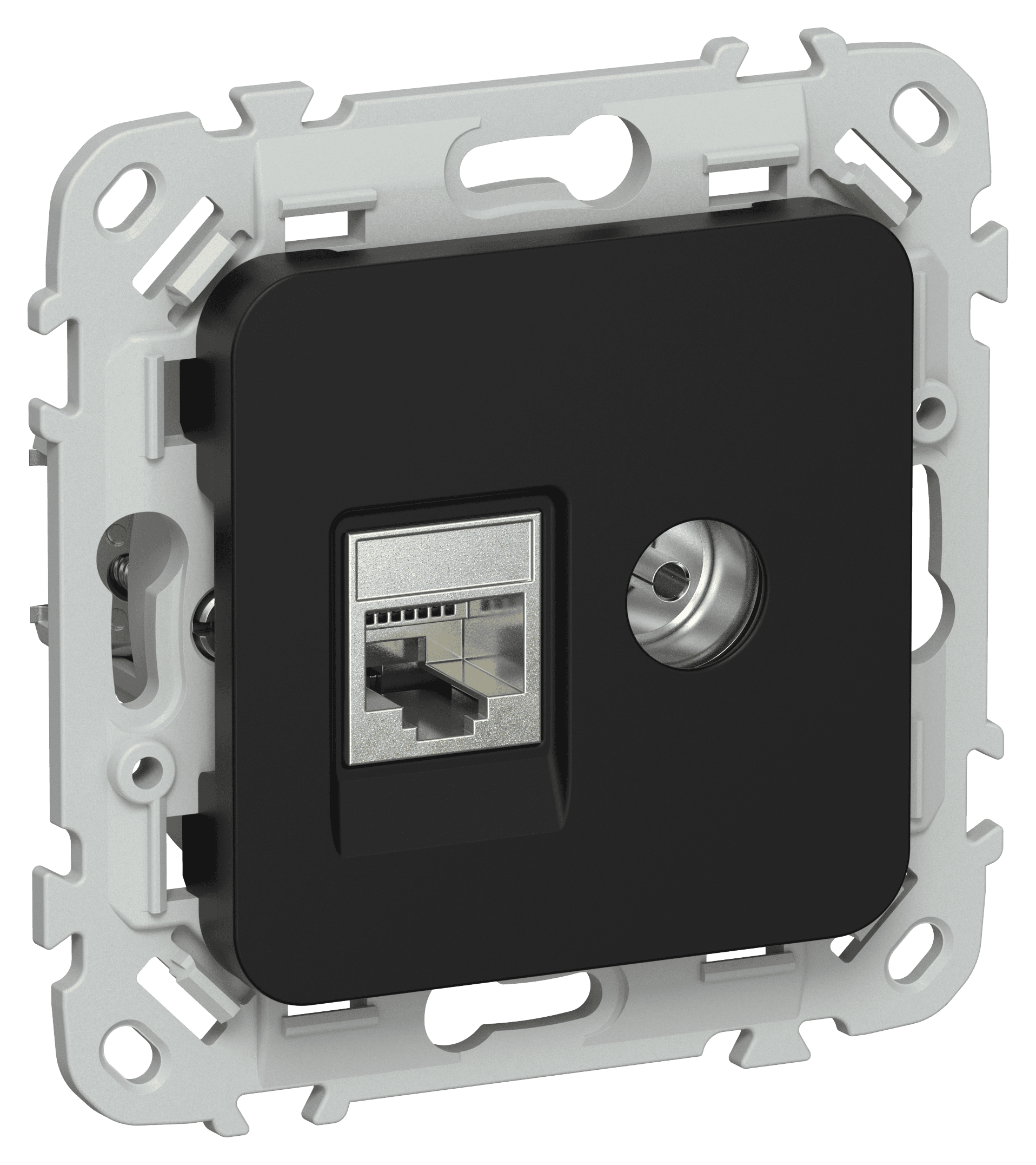 FLITE Розетка 2-местная RJ45/TV категория 6 STP РКТВ6-2-1-ФлЧ черный IEK