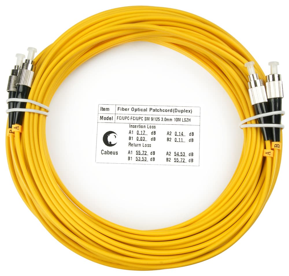 Патч-корд оптический duplex 10м FC-FC 9/125 sm LSZH