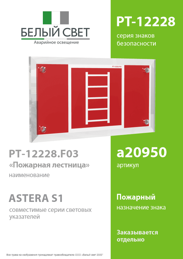 Знак безопасности PT-12228.F03''Пожарная лестница''