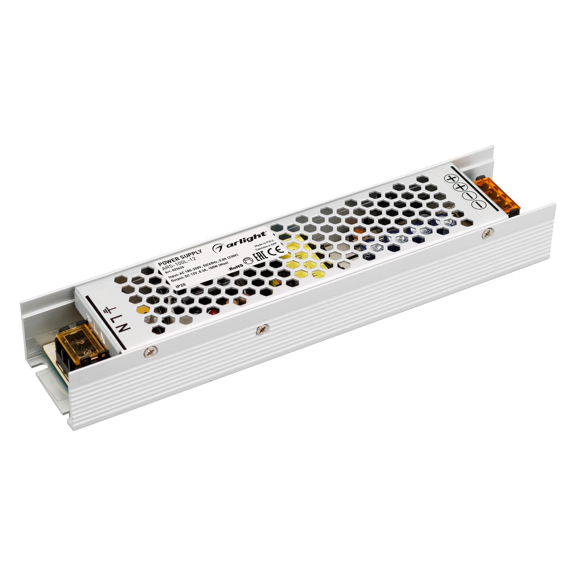 Блок питания ARS-100L-12 (12V, 8.3A, 100W) ( IP20 Сетка, 2 года)