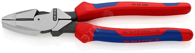 Плоскогубцы электромонтера Linemans Pliers резка - проволока средней твердости 46мм твердая проволока 3мм L=240мм двухкомпонентные рукоятки цвет черный