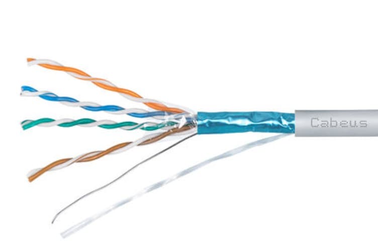Витая пара экранированная FTP (F/UTP), категория 5e, 4 пары (24 AWG), одножильный, экран - фольга, PVC нг(А)-LS, серый, (20 м)