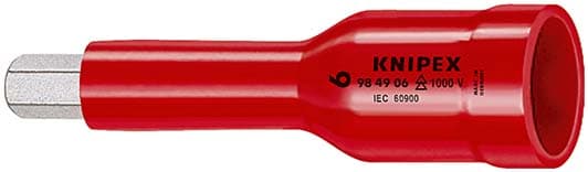 Головка торцевая VDE 1000V DR 1/2 с насадкой для винтов с внутренним шестигранником 10 мм диэлектрическая L-75 мм