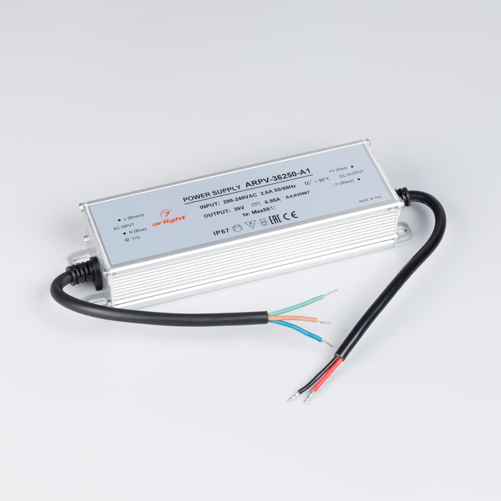 Блок питания ARPV-36250-A1 (36V, 6.95A, 250W) ( IP67 Металл, 3 года)