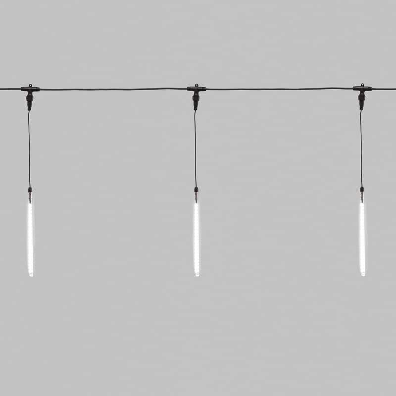 Гирлянда Тающие сосульки комплект 10 шт х 30см, шаг 100 см, 420 LED белый, черный каучук, IP65, 24 В, соединяется