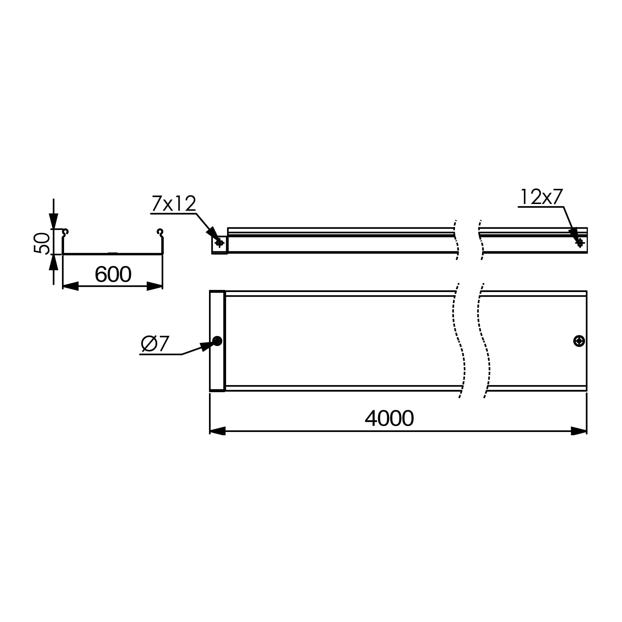Лоток 50x600х4000, 2,0 мм