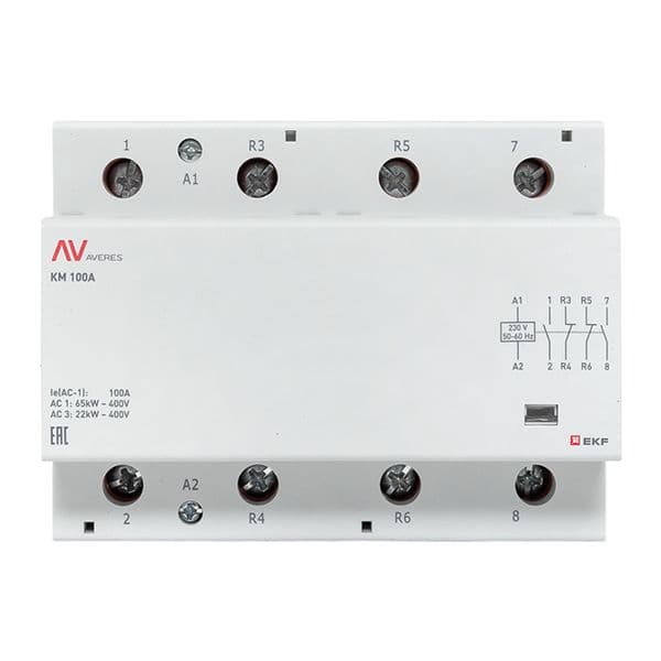 Контактор модульный КМ 100А 2NO+2NC 230VAC (6 мод.) AVERES