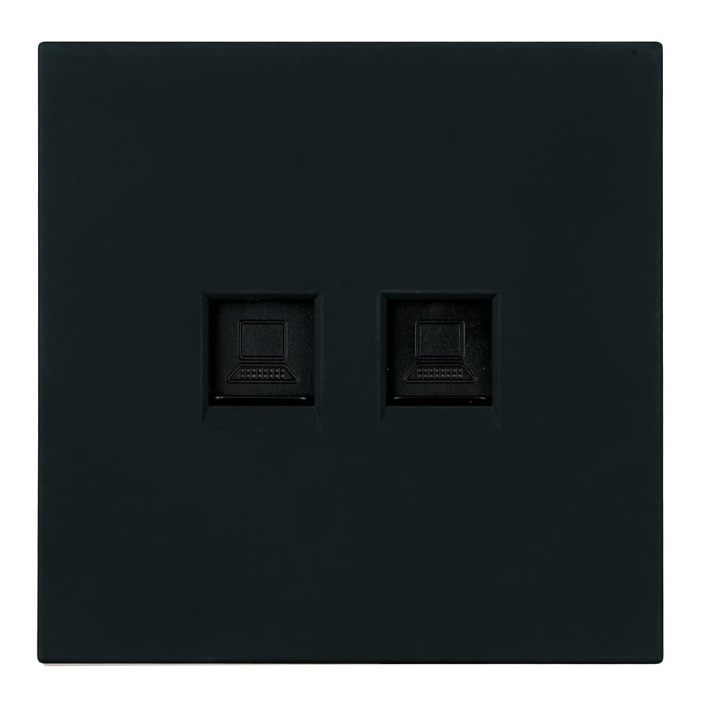 Розетка компьютерная 2-местная RJ-45 (механизм) серия Мия черный бархат STEKKER