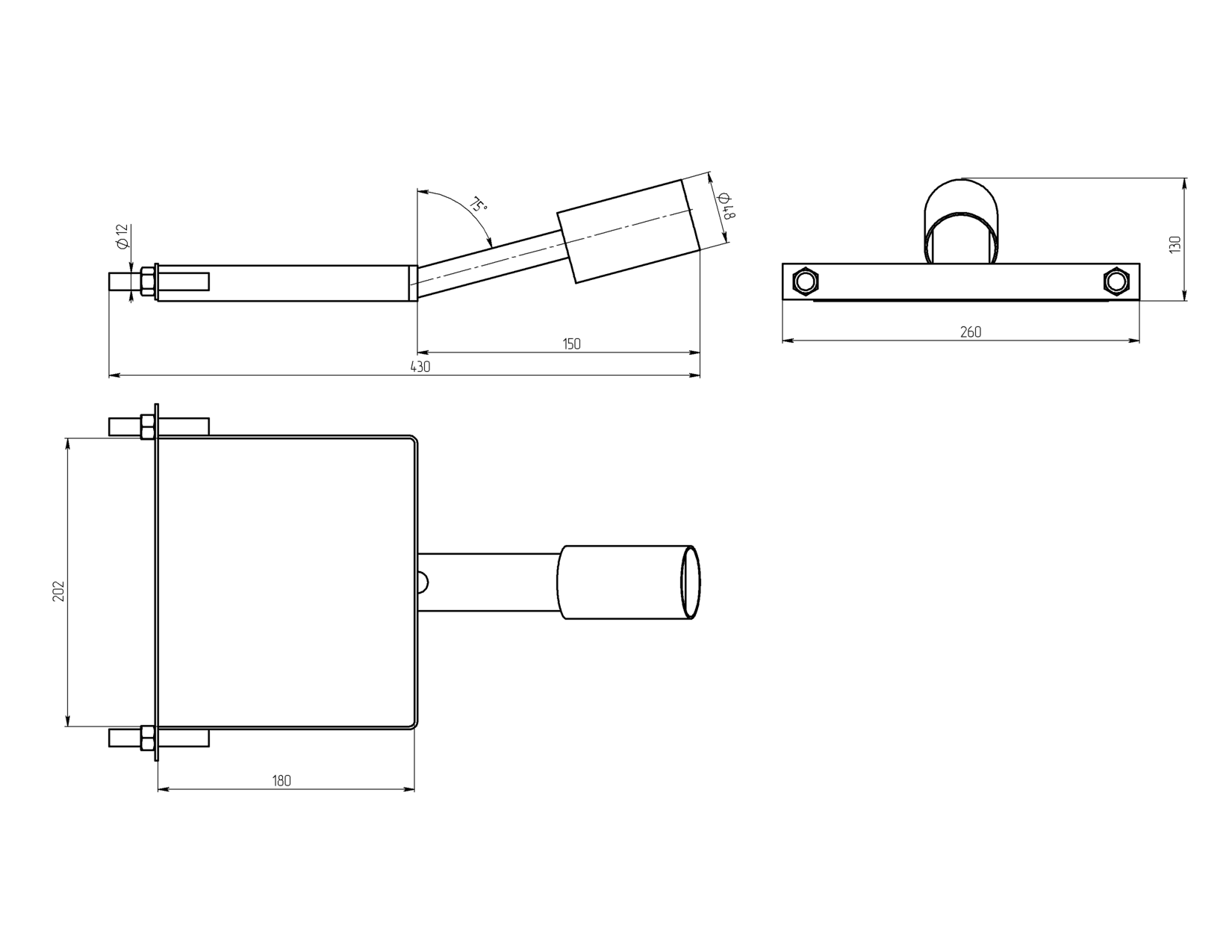 Кронштейн на столб 150мм d 48mm SPP-AC6-0-150-048