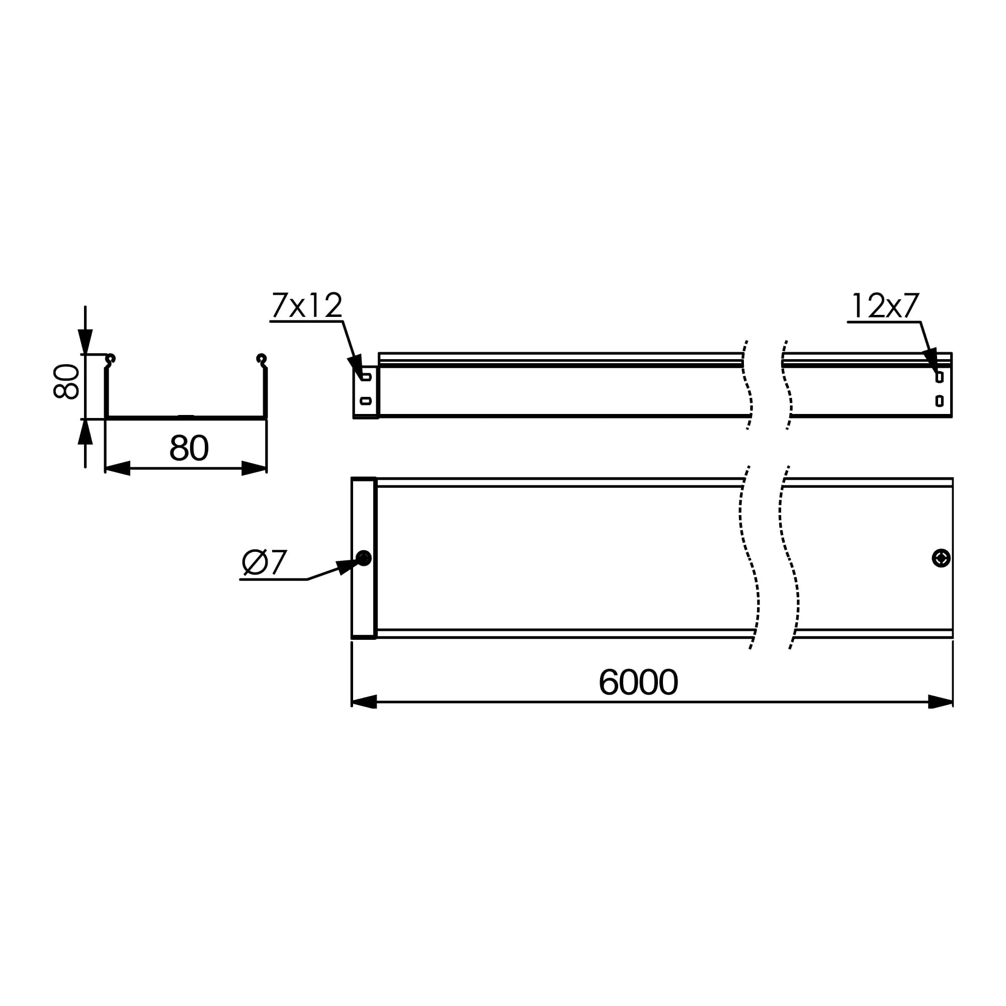 Лоток 80х80х6000, 2,0 мм