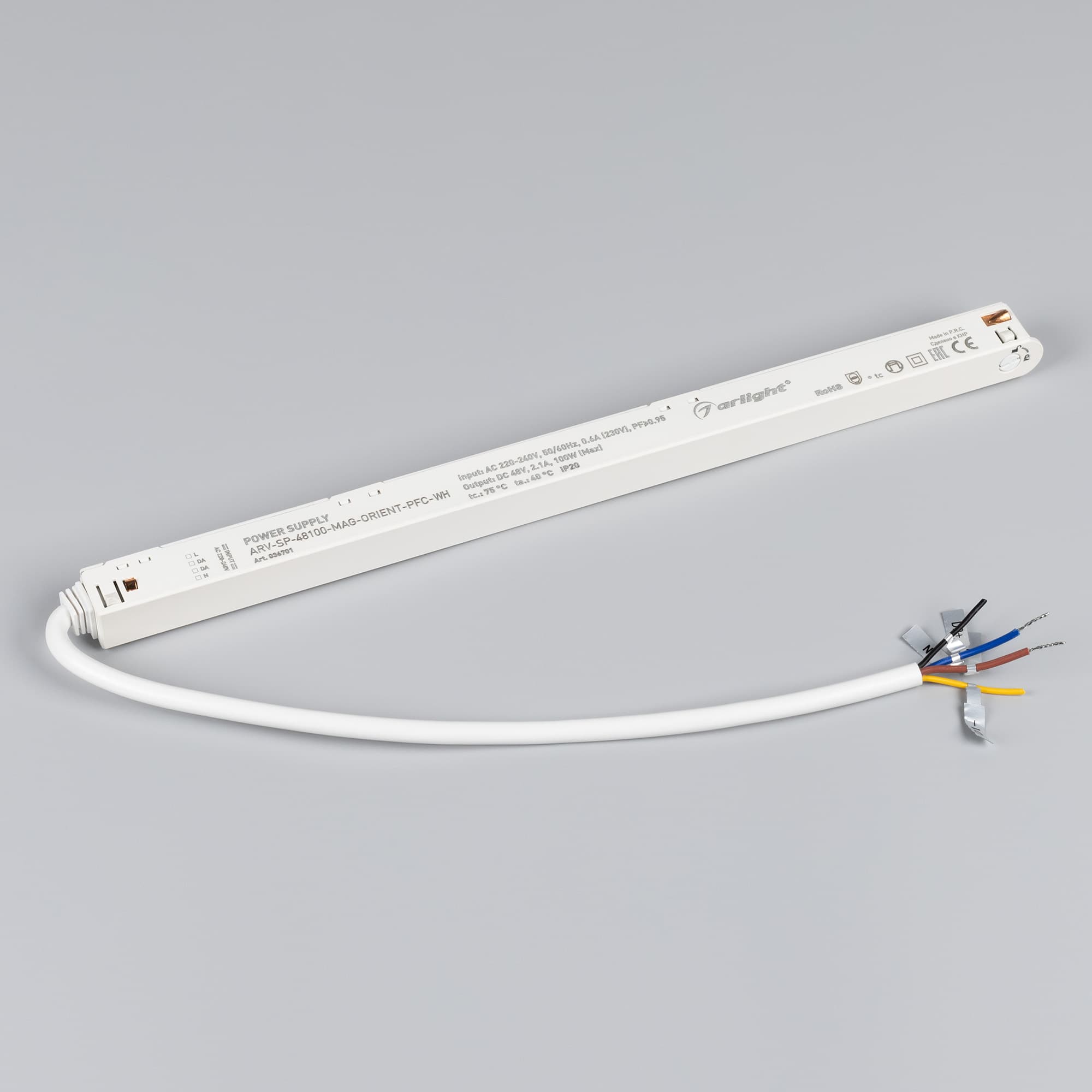 Блок питания ARV-SP-48100-MAG-ORIENT-PFC-WH (48V, 2.1A, 100W) ( IP20 Пластик, 5 лет)