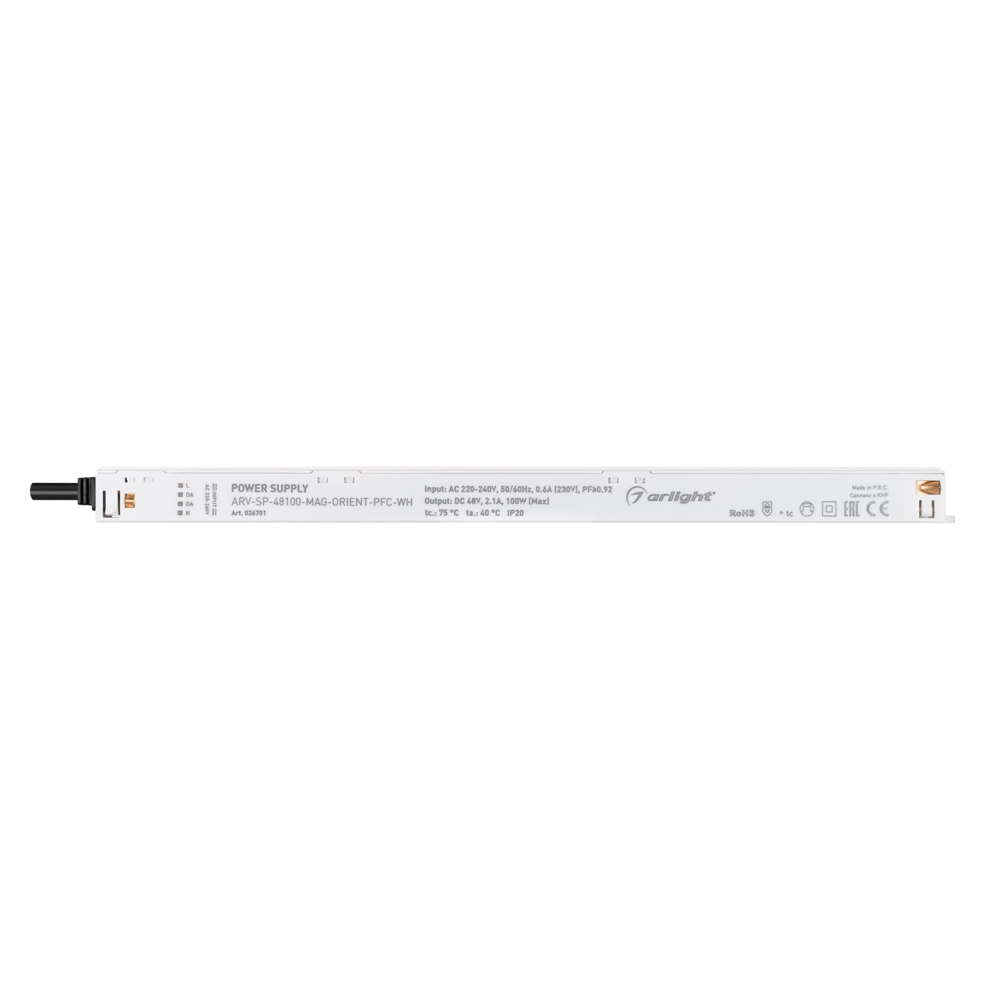 Блок питания ARV-SP-48100-MAG-ORIENT-PFC-WH (48V, 2.1A, 100W) ( IP20 Пластик, 5 лет)