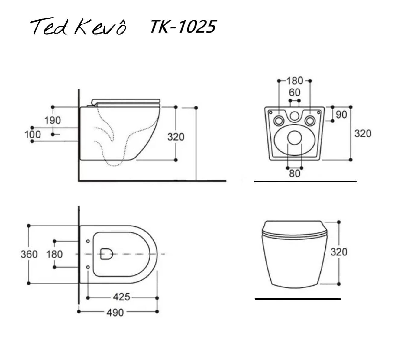 Унитаз подвесной Ted Kevo TK-1025 безободковый с микролифтом