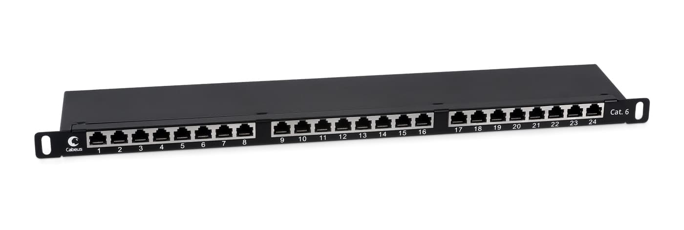 Патч-панель высокой плотности 19' (0,5U), 24 порта RJ-45, категория 6, полностью экранированная, Dual IDC