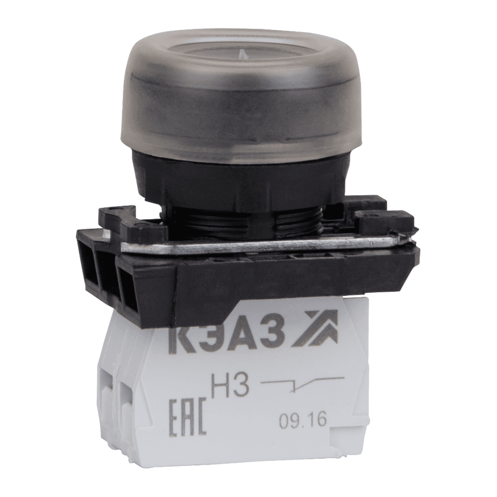 Кнопка КМЕ4602м-черный-0но+2нз-цилиндр-IP65