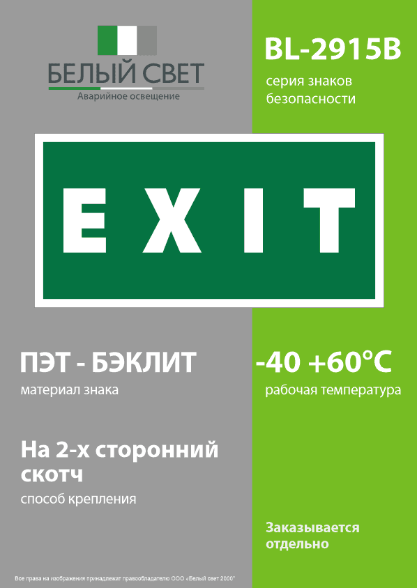 Знак безопасности BL-2915B.E25''EXIT''