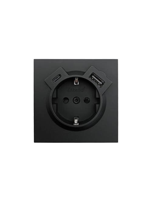 ZIMA Розетка с заземлением (16 А) + TC + USB ,механизм, черный бархат Lezard 704-4288-181TC