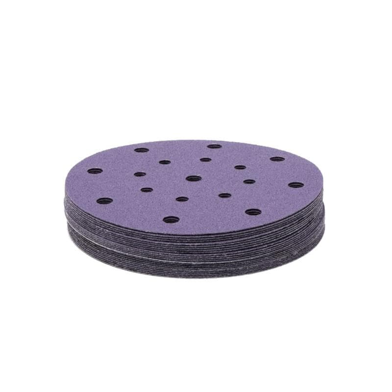 Круг абразивный шлифовальный под липучку Purple Sandpaper auto Р120 (150мм, 17 отверстий, 25шт)