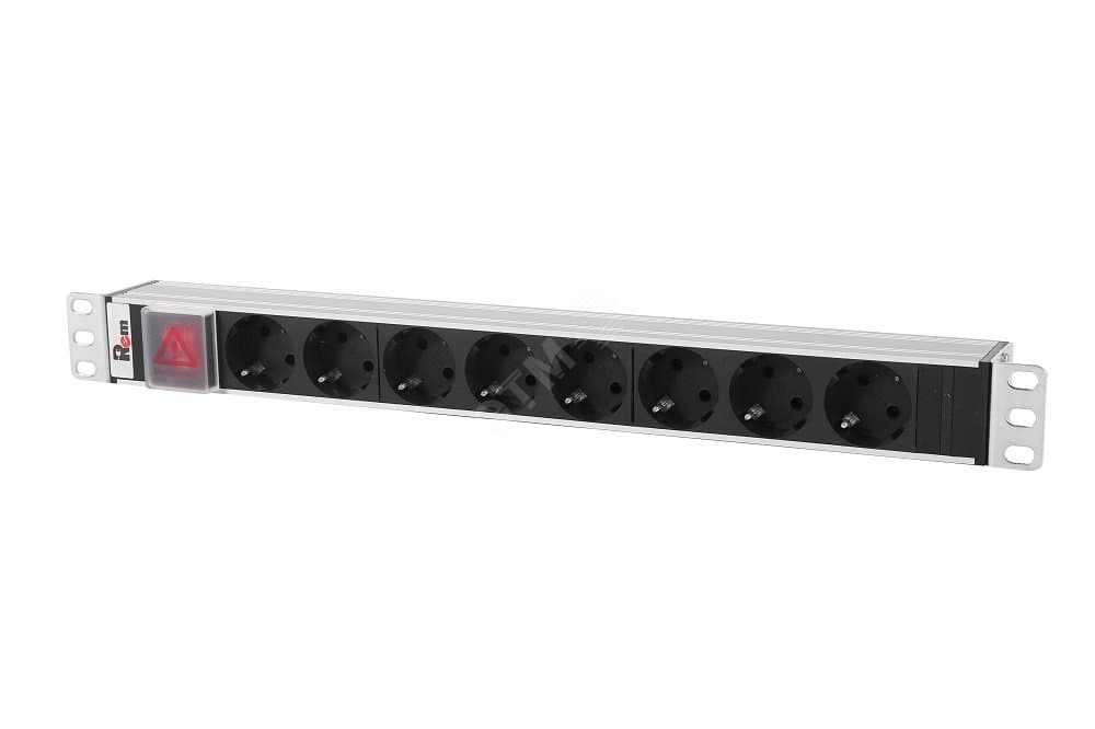 Блок розеток Rem-10 без шнура с выключателем 8 Sсhuko вход IEC 60320 C14 10A 19'