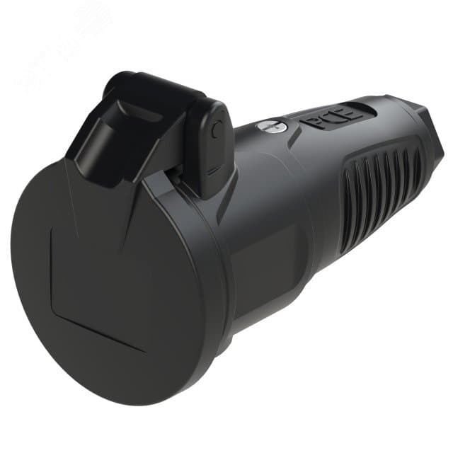 Розетка каб 16A/250V/2P+E/IP54 с черным крышкой и корпусом, маркер черный