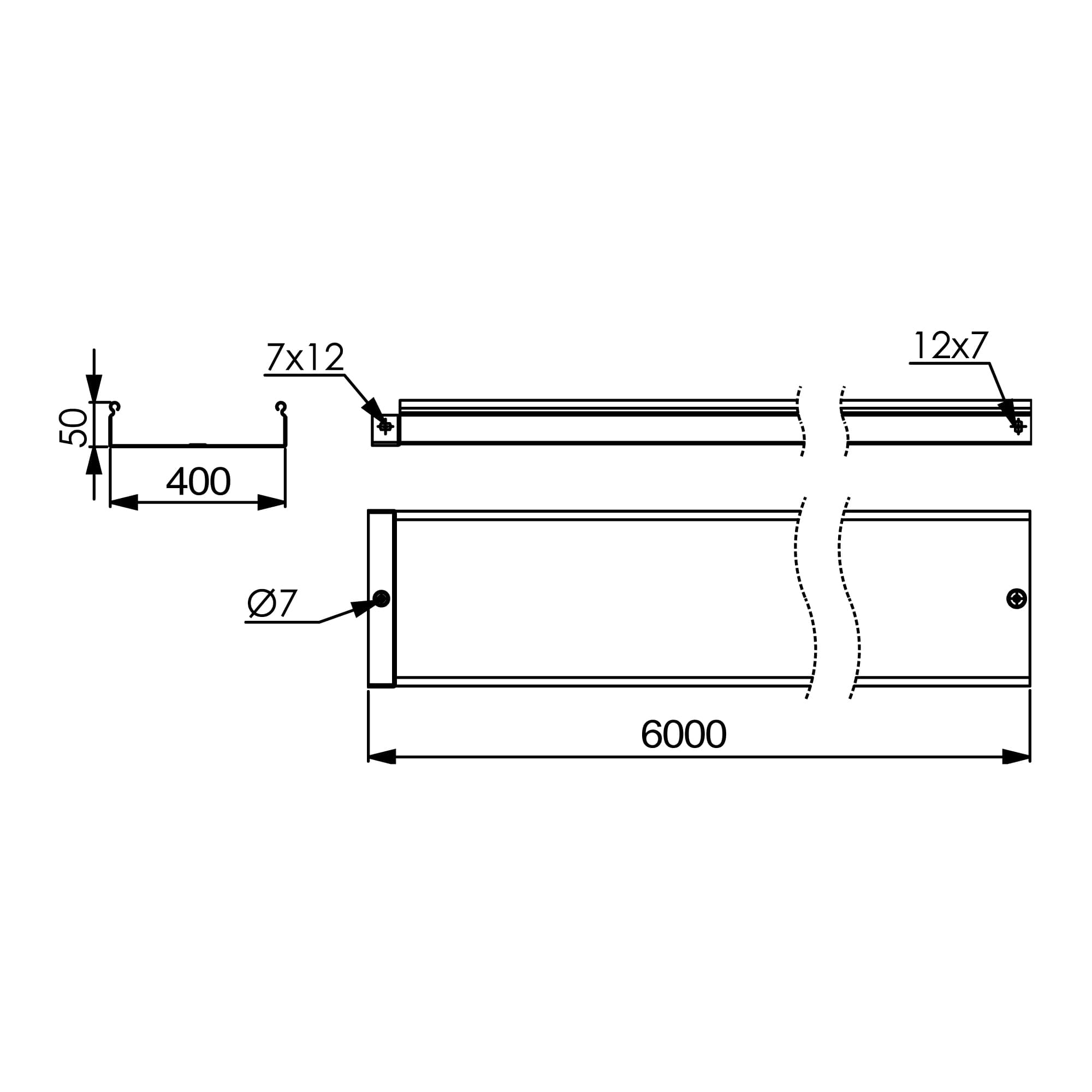 Лоток 50x400х6000, 1,0 мм
