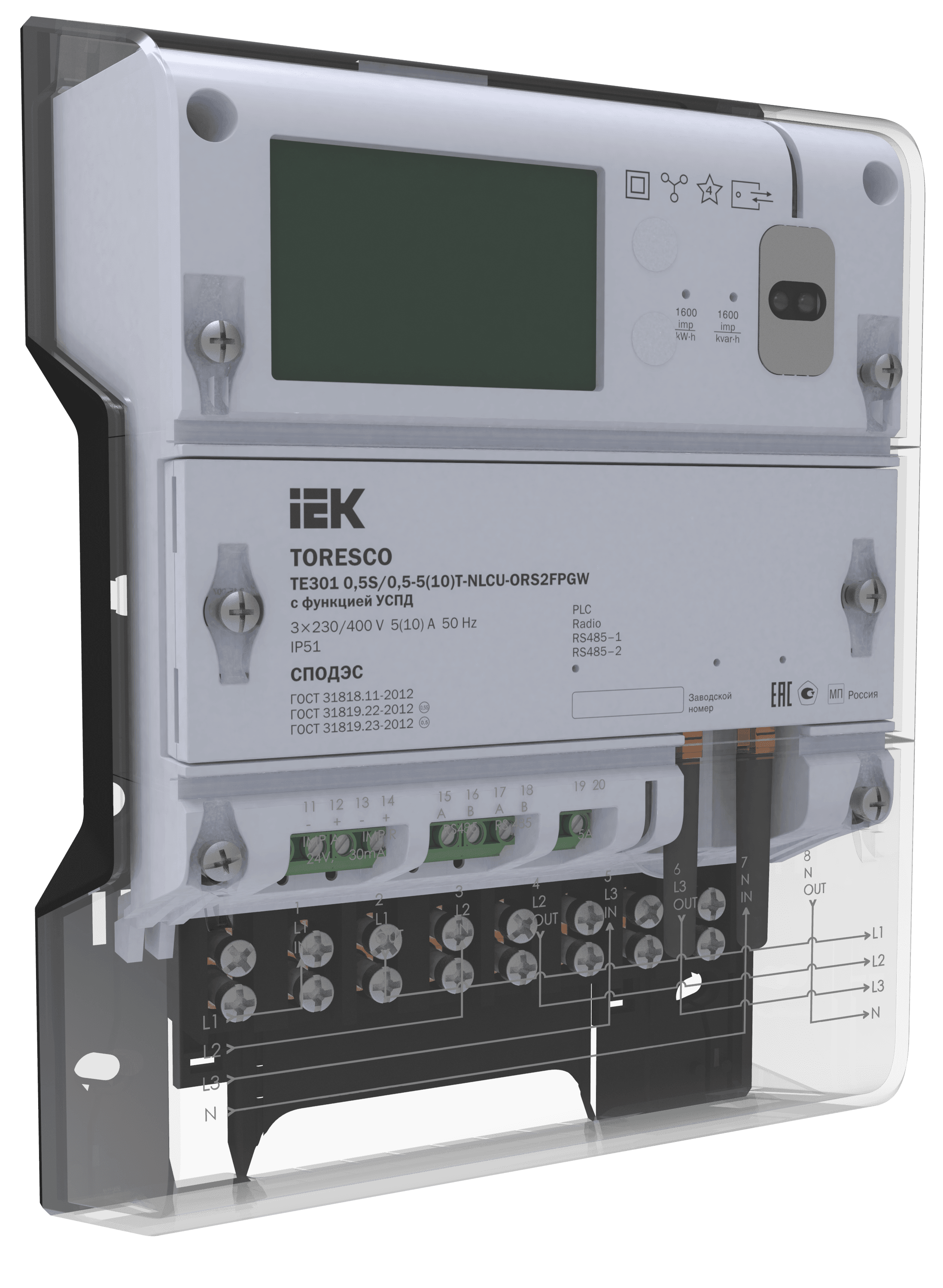 Счетчик электрической энергии TORESCO TE301 1/1-5(100)-NRLCU-ORS2FPGW
