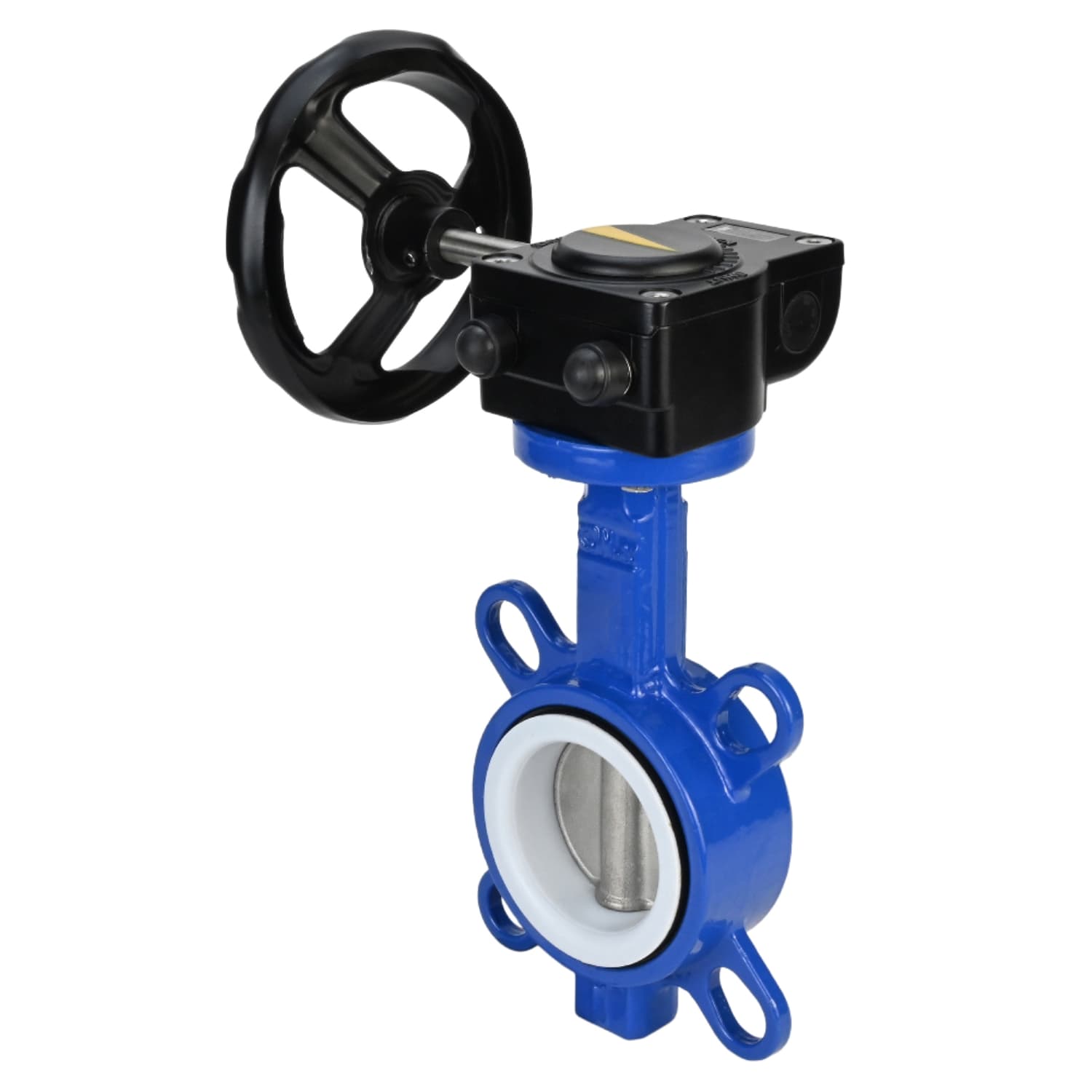 Затвор дисковый поворотный WCB-316L-PTFE Ду80 Ру16 корпус углеродистая сталь WCB, диск нержавеющая сталь 316L, уплотнение PTFE, с редуктором HAM-1