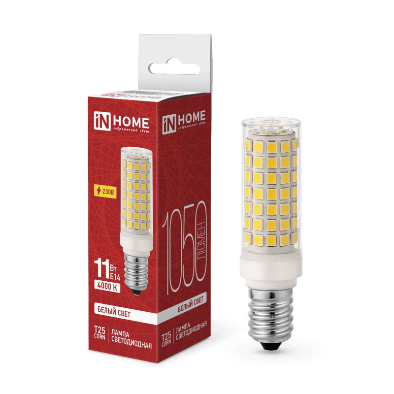 Лампа светодиодная LED-T25-CORN 11Вт 230В E14 4000К 1050Лм IN HOME