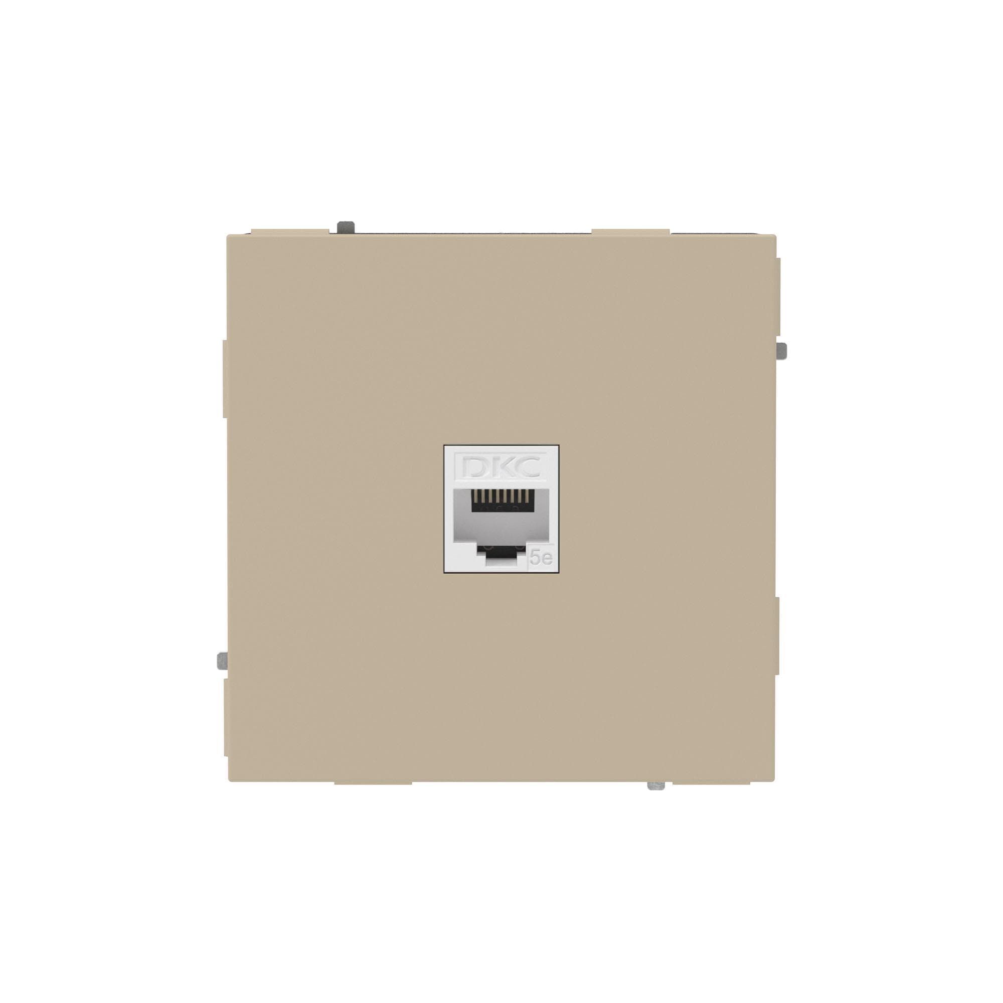 Компьютерная розетка RJ-45 без шторки, кат.5е одинарная, KANT, ванильный марципан