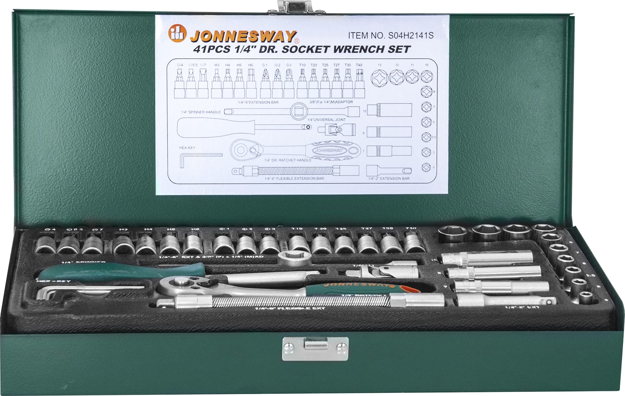 Набор головок торцевых 1/4''DR, 4-13 мм, 41 предмет