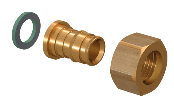Штуцер 20х1/2' с накидной гайкой, аксиальный, латунь