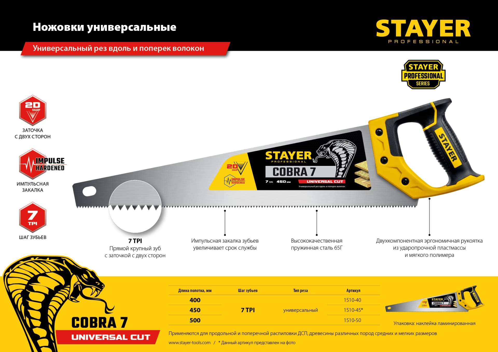Ножовка Cobra 7 400 мм