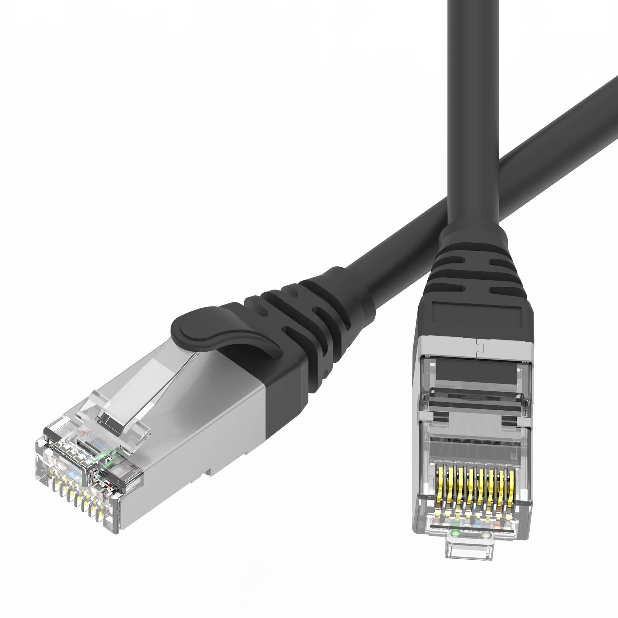 Патч-корд экранированный SLIM CAT6 S/FTP 4х2, 28 AWG, LSZH, чёрный, 1м