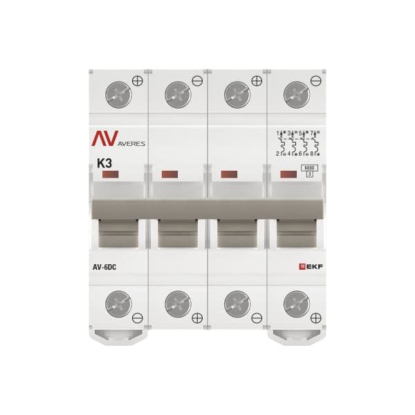 Выключатель автоматический AV-6 DC 4P 3A (K) 6kA AVERES
