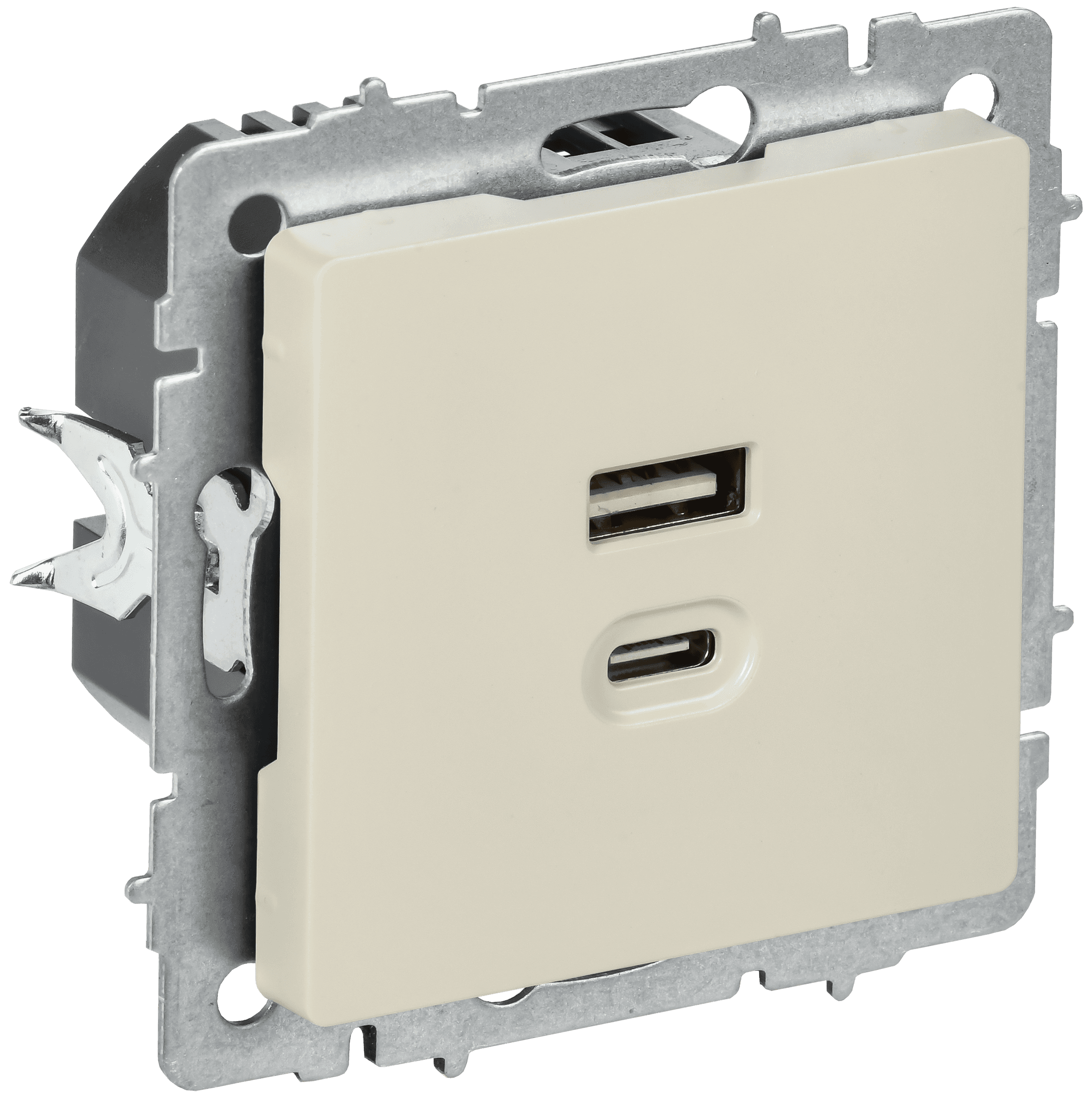 BRITE Розетка USB A+C 45Вт высокоскоростная зарядка РЮ11-2-БрКр бежевый IEK