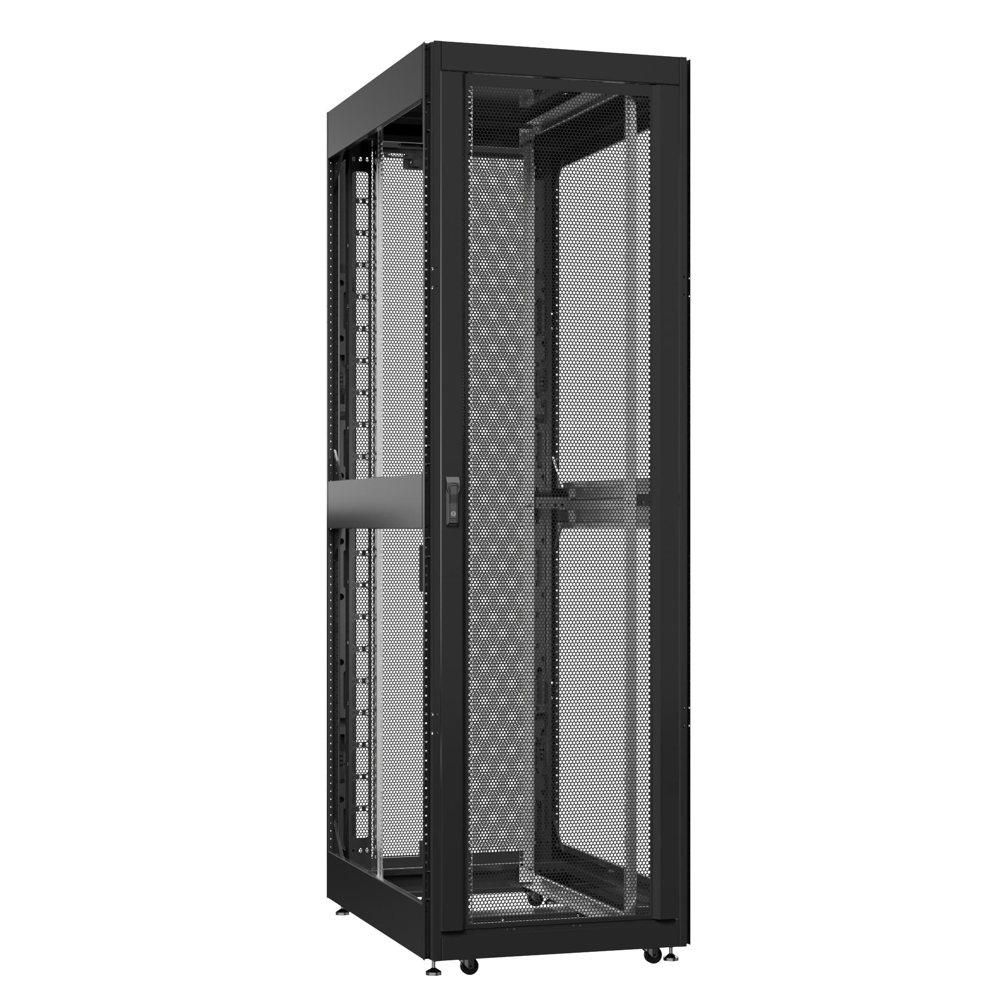 Шкаф серверный 42U 800х1000 передняя дверь: двустворчатая глухой металл IP51. задняя дверь: двустворчатая перфорированная IP20. боковые панели: без. цвет: черный RAL9005 