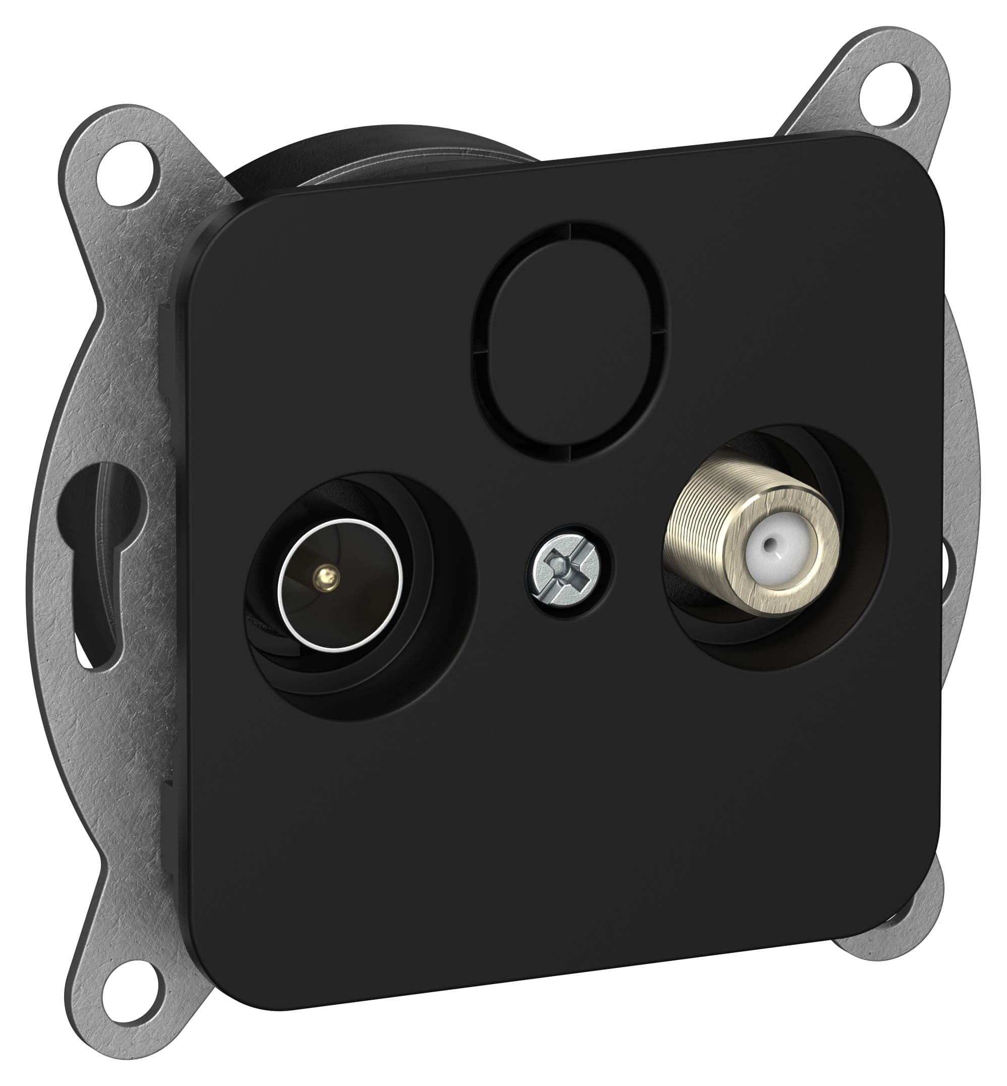 FLITE Розетка 2-местная TV+SAT экранированная проходная РТВс-2-1-2-ФлЧ черный IEK