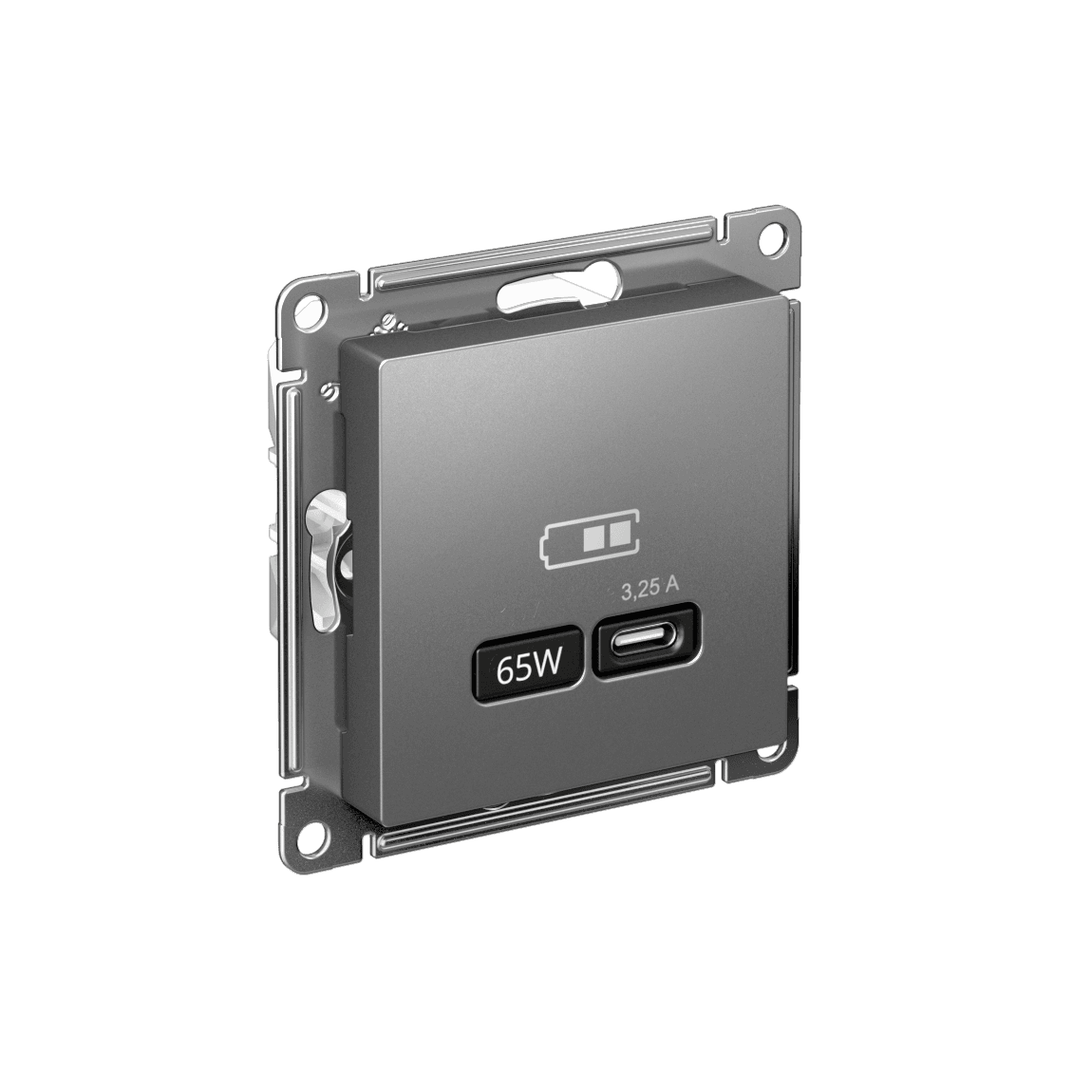 ATLASDESIGN USB РОЗЕТКА тип-C 65W высокоскор.заряд. QC, PD, механизм, СТАЛЬ