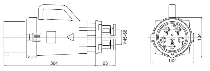 Вилка кабельная CP IP67 250A 3P+E+N 690В