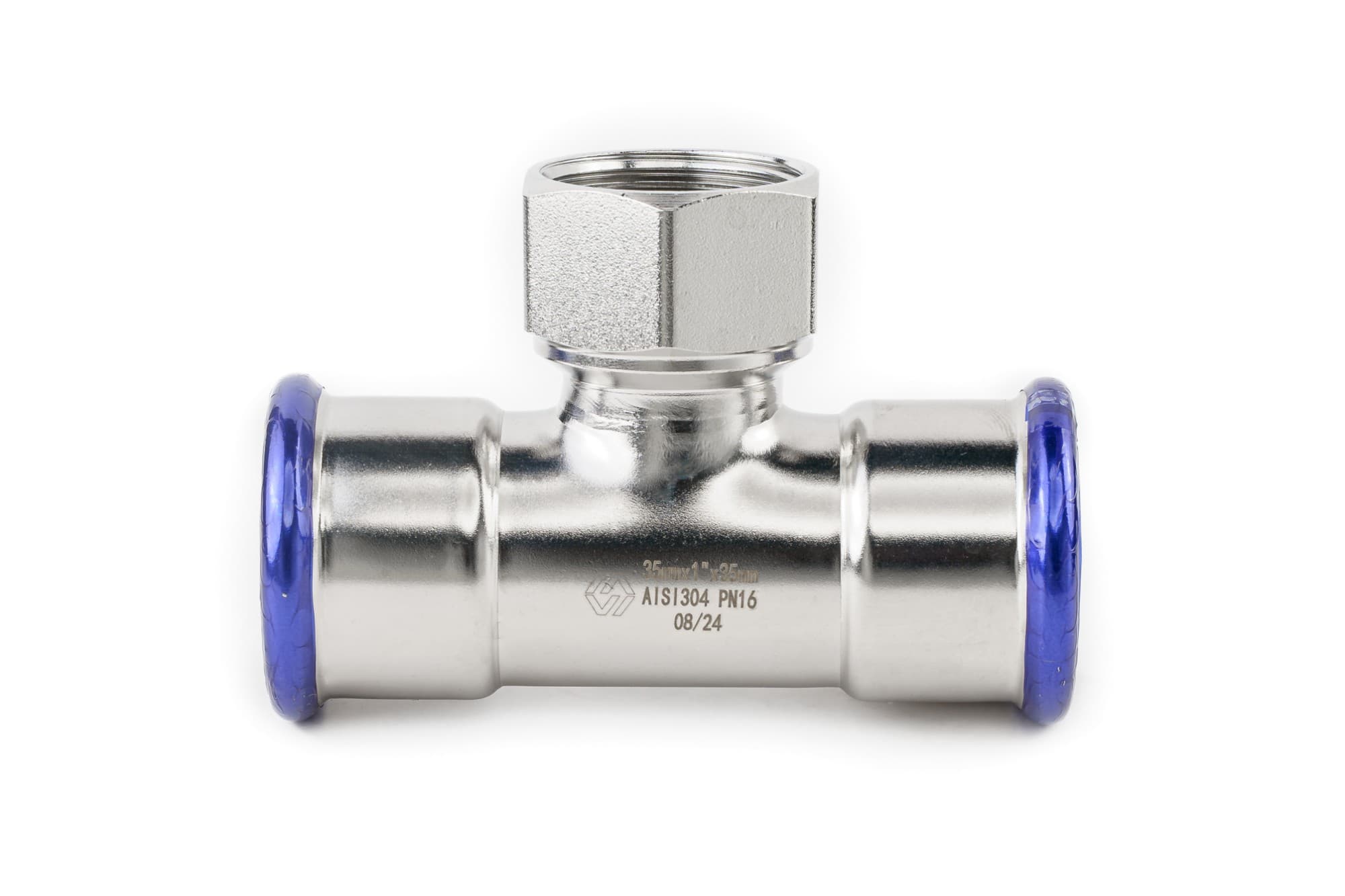 Тройник с ВР, 35x1x35 пресс, (нержавеющая сталь)